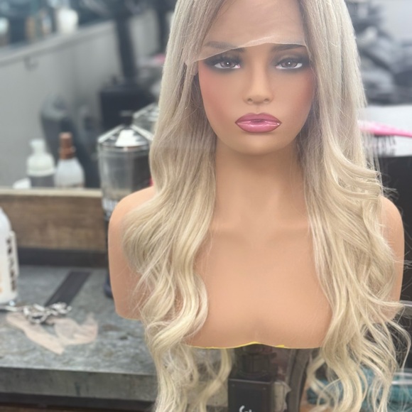 13*6 250 density human hair custom colored 28inches BLONDE...